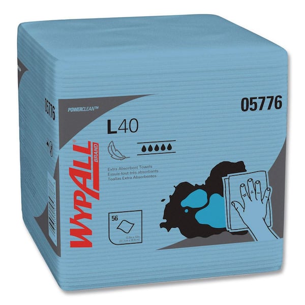 WYPALL L40 Wiper, Quarter-Fold, Blue, 12-1/2 in. x 12 in., 56/Box