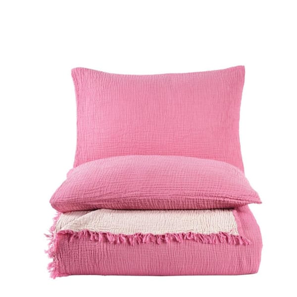 SUSSEXHOME Muslin Pink Soft Cotton Standard Size Sham Set of 2