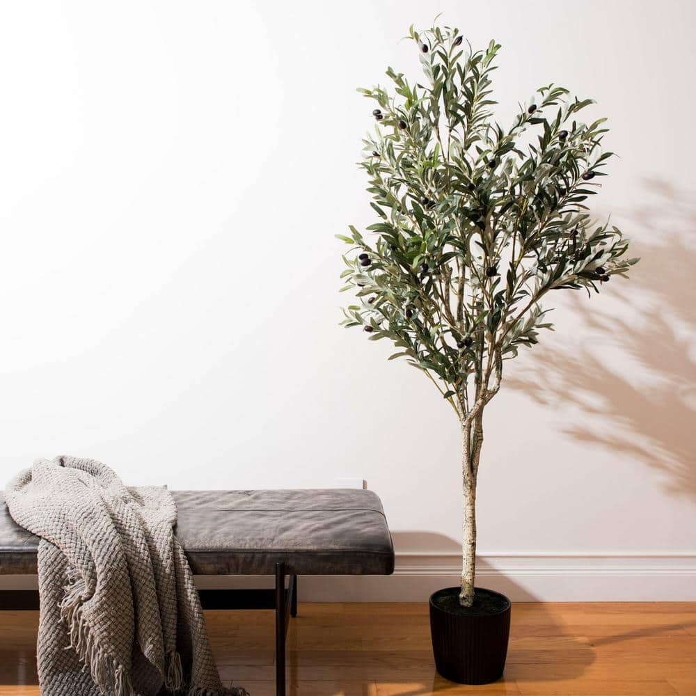 Lush Lifelike Potted Olive Tree with 56 Olives - 63" Height