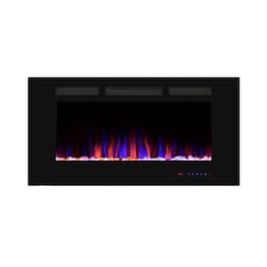 42 in. 1500W/750W Electric Fireplaces Recessed Fireplace Insert, Remote, Overheating Protection, Touch Screen, Black