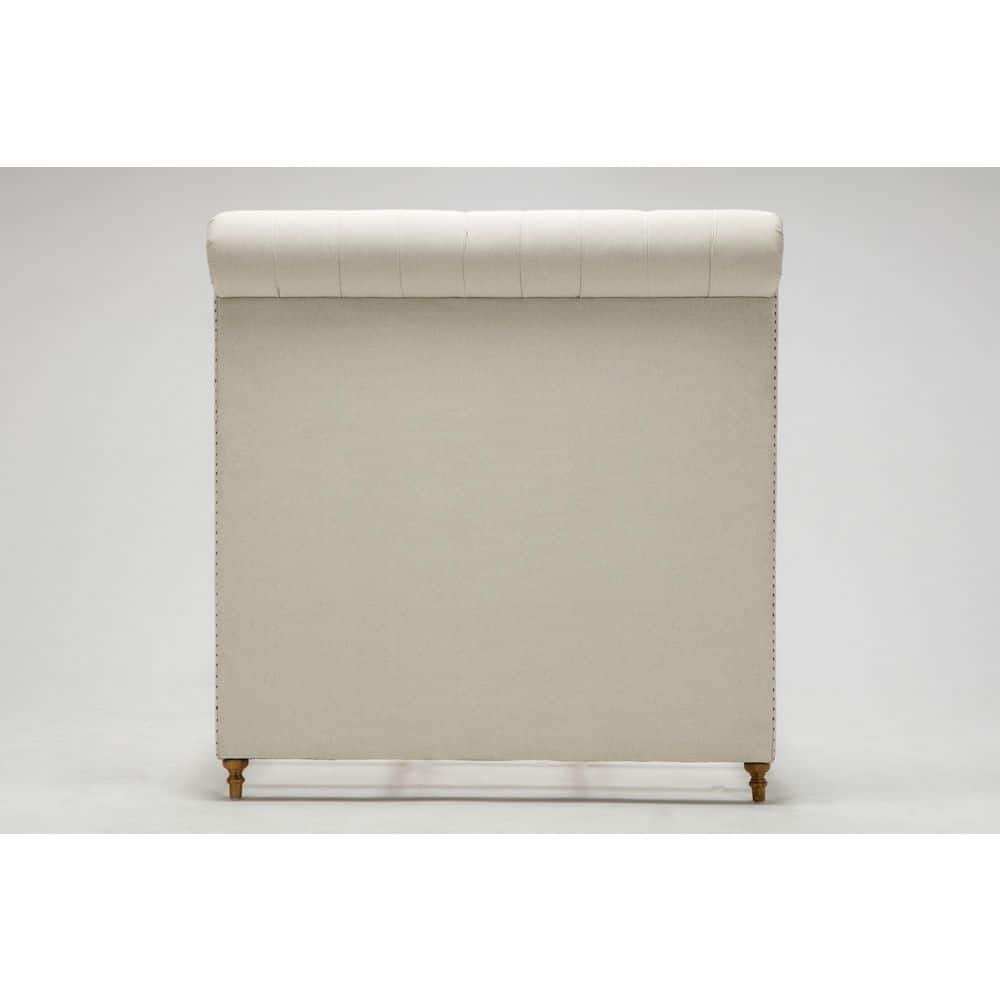 Elegant Cream Tufted Queen Bed with Ultra-High Headboard and Wood Frame