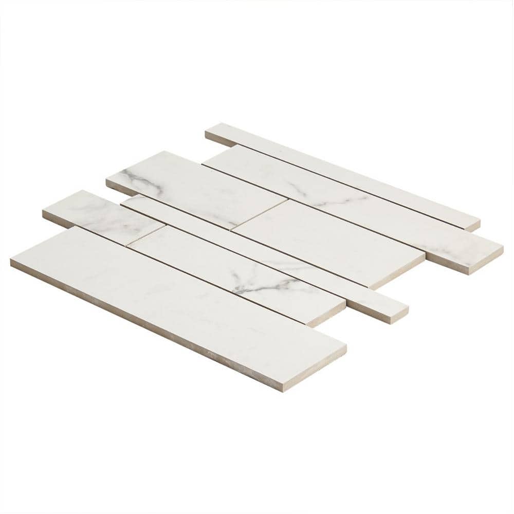 Saroshi Statuario Venato Matte Porcelain Marble Look Mosaic Tile