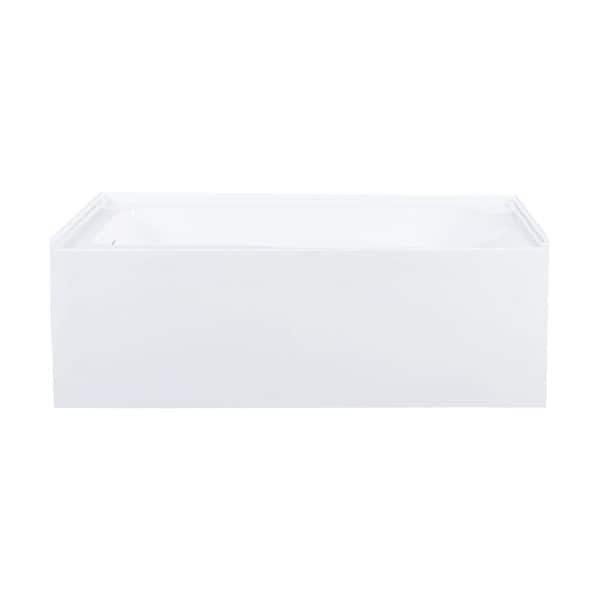 Voltaire 60 x 30 Skirted Left Drain Soaking Apron Bathtub in Glossy White with Integrated Overflow, Armrest, and Drain
