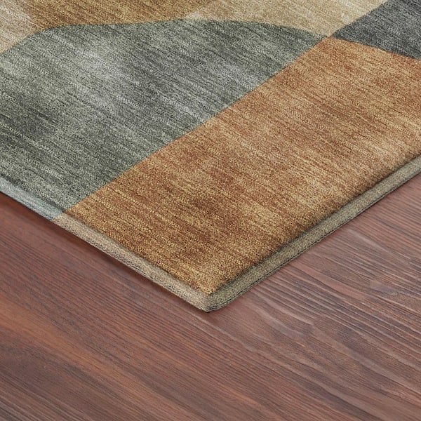 Mayfield Premium Machine Washable Abstract AMF2376 Terracotta 9 ft. x 12 ft. Area Rug