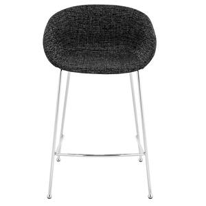 Charlie 25.6 in. Black Low Back Metal Counter Stool with Fabric Seat Set of Two
