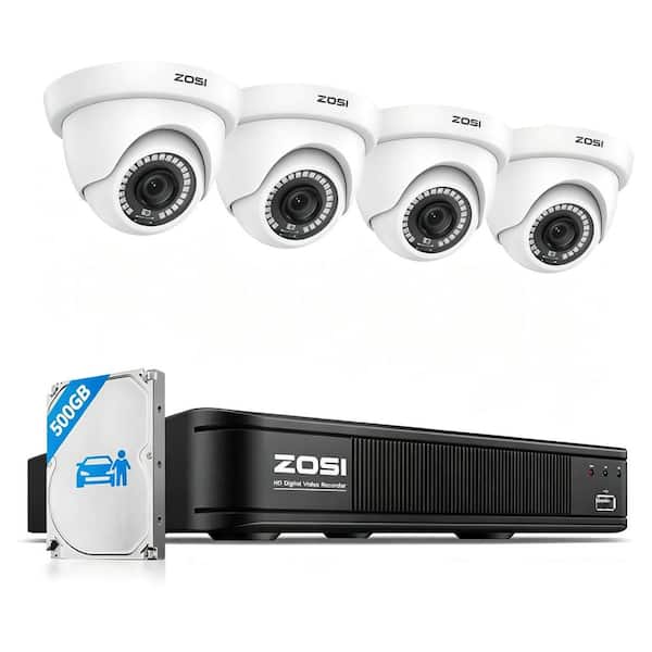 H. 265 Plus 8-Channel 3K-Lite DVR Security Camera System with 4X 1080P Wired Dome Cameras Pre-Installed 500GB HDD