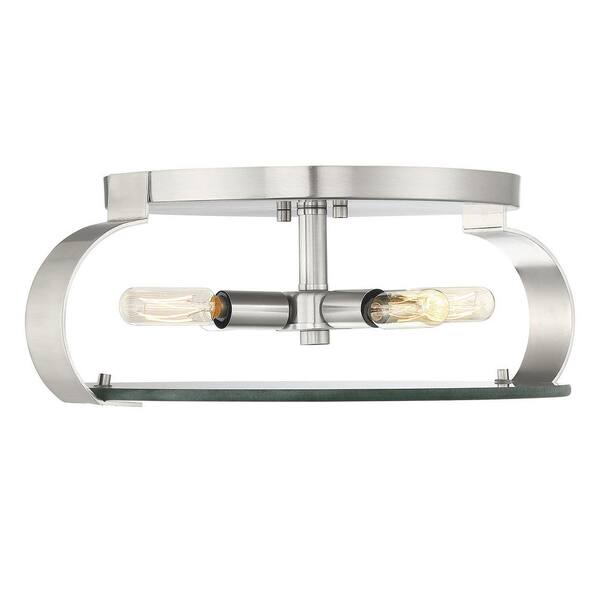 Filament Design 16 in. 4-Light Satin Nickel Flush Mount with Thick Cut Clear Glass