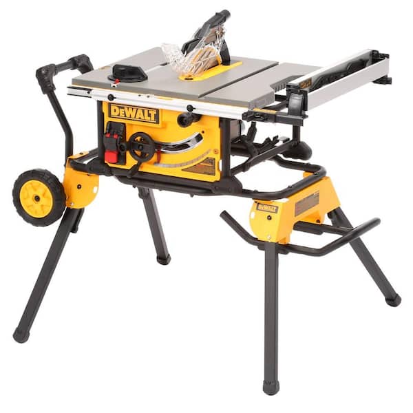 15 Amp Corded 10 in. Job Site Table Saw with Rolling Stand and 10 in. 24-Tooth Table Saw Blade