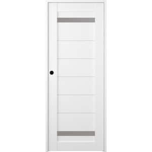 18in. x 80in. Perla Right-Hand Solid Core 2 Lite Frosted Glass Bianco Noble Wood Composite Single Prehung Interior Door