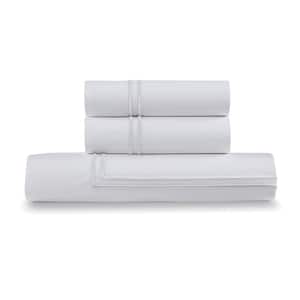 Full/Queen Satin Stitched 100% Cotton Percale Duvet Cover Set In White