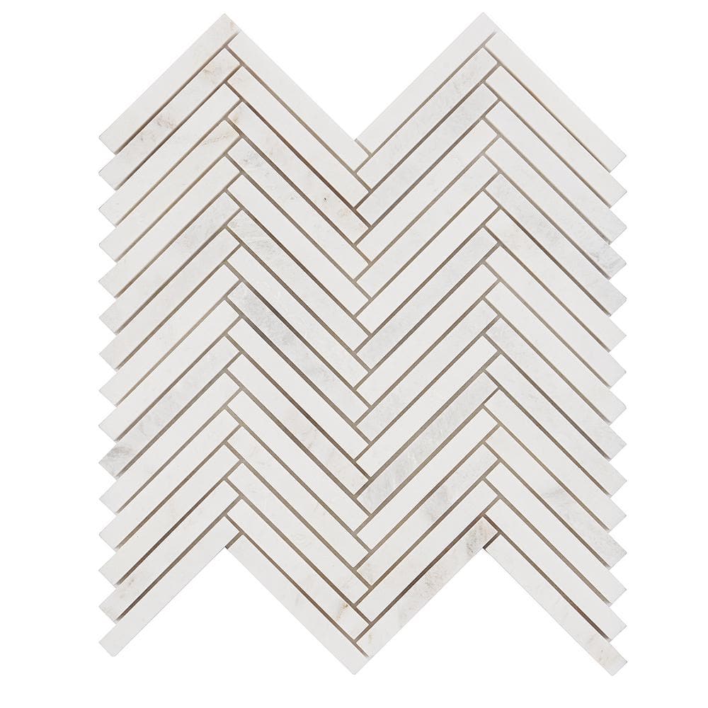 White Herringbone Marble Mosaic Tile for Walls and Floors