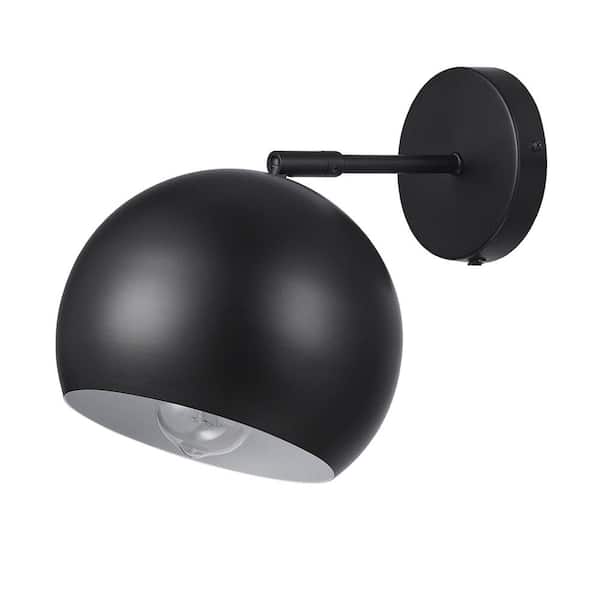 Globe Electric Molly 1-Light Matte Black Plug-In or Hardwire Wall Sconce