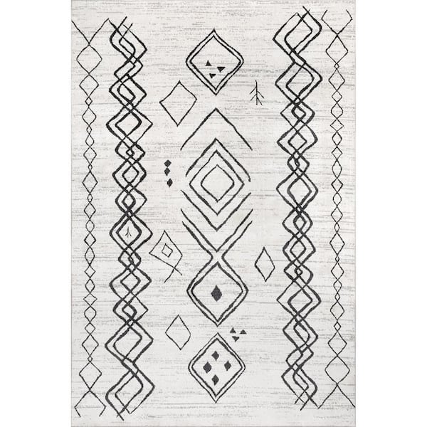 nuLOOM Janelle 2 ft. 8 in. x 8 ft. Machine Washable Transitional Moroccan Grey Indoor Runner Rug