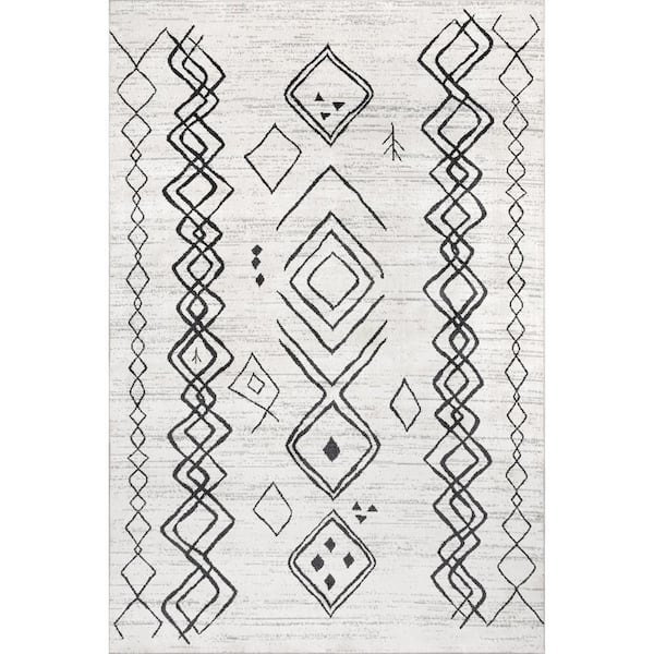 nuLOOM Janelle Machine Washable Transitional Moroccan Grey 8 ft. 10 in. x 12 ft. Indoor Area Rug