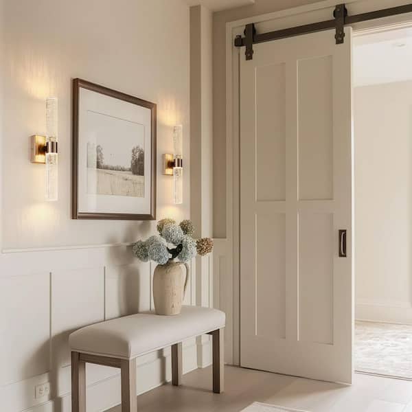 18 in. 2-Light Nickel Cylinder LED Vanity Light with Light Bar