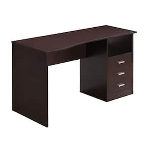 51.25 in. Rectangular Wenge 3 Drawer Computer Desk with Built-In Storage