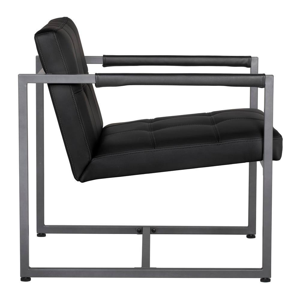 Camber Modern Black Leather Accent Chair with Metal Frame