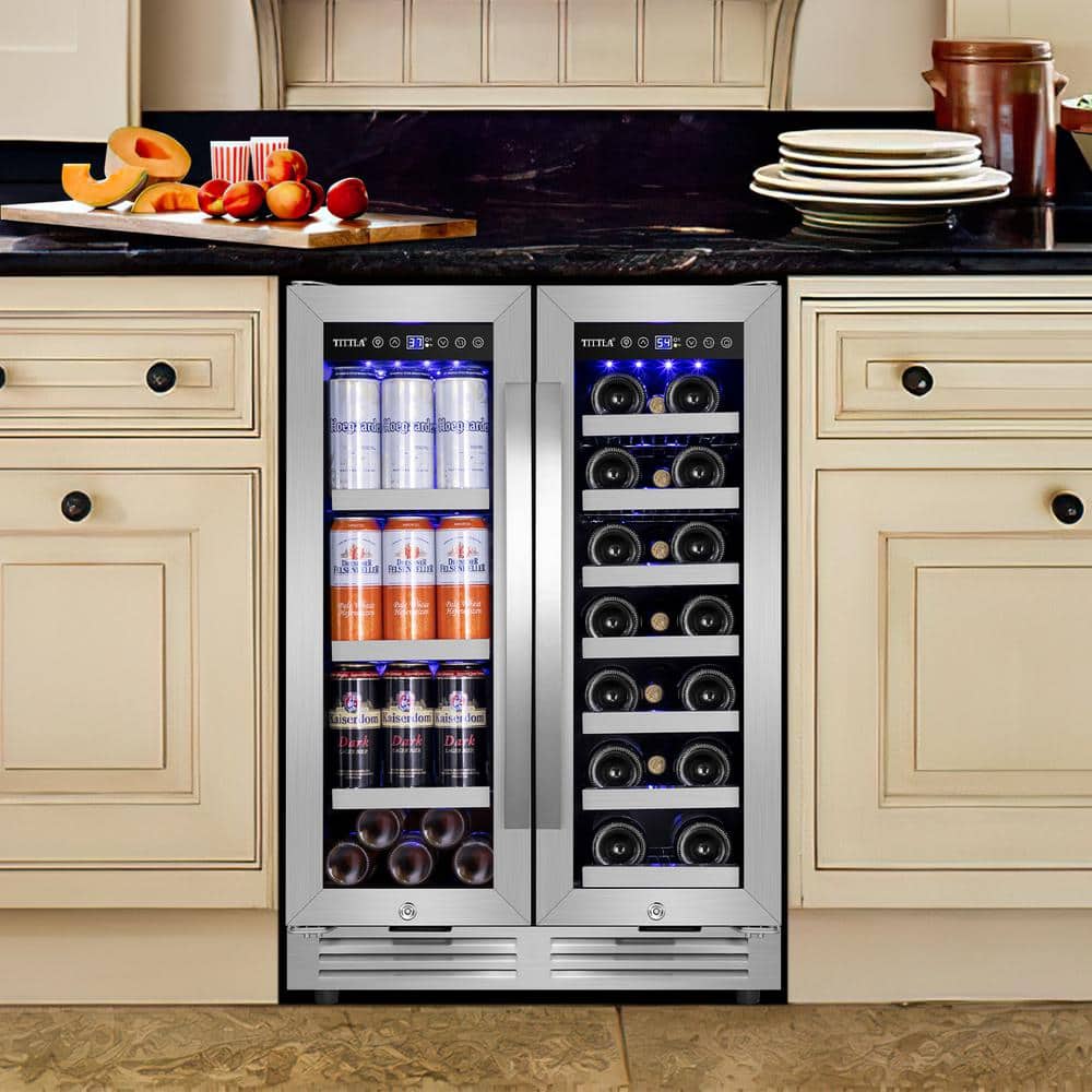 24" Stainless Steel Dual Zone Wine and Beverage Refrigerator