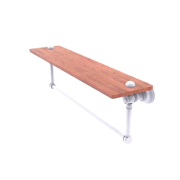 Allied Brass Carolina Collection 22 in. W 7 in. H x 5.54 in. D Brass Rectangular Wood Shelf with Integrated Towel Bar in Matte White