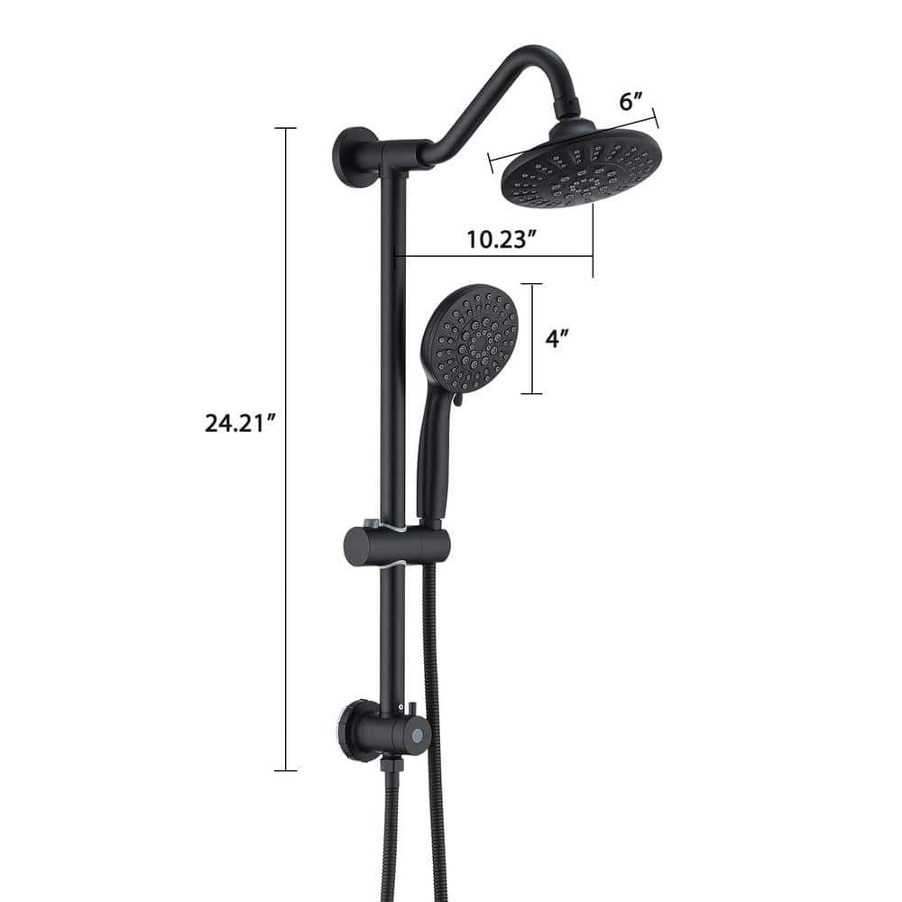 Large Matte Black Round Rain Shower Head with Handheld