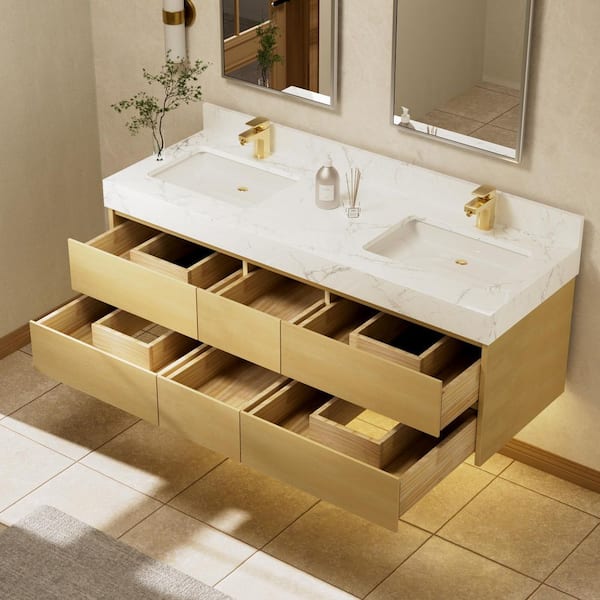 ExBrite Marble Lux 60 in. W x 20.8 in. D x 21.2 in. H Floating