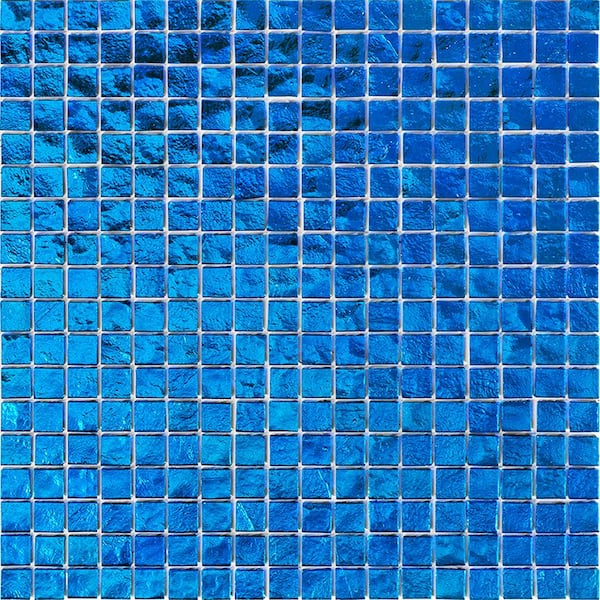 Apollo Tile Skosh 11.6 in. x 11.6 in. Glossy Shimmer Azure Blue Glass Mosaic Wall and Floor Tile (18.69 sq. ft./case) (20-pack)