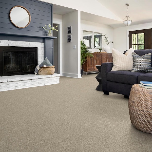 Watercolors II - Coconut - Beige 38.4 oz. Polyester Texture Installed Carpet