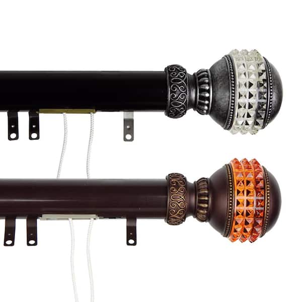 Rod Desyne 84 in. - 156 in. Gemstone Decorative Traverse Rod with Sliders in Cocoa