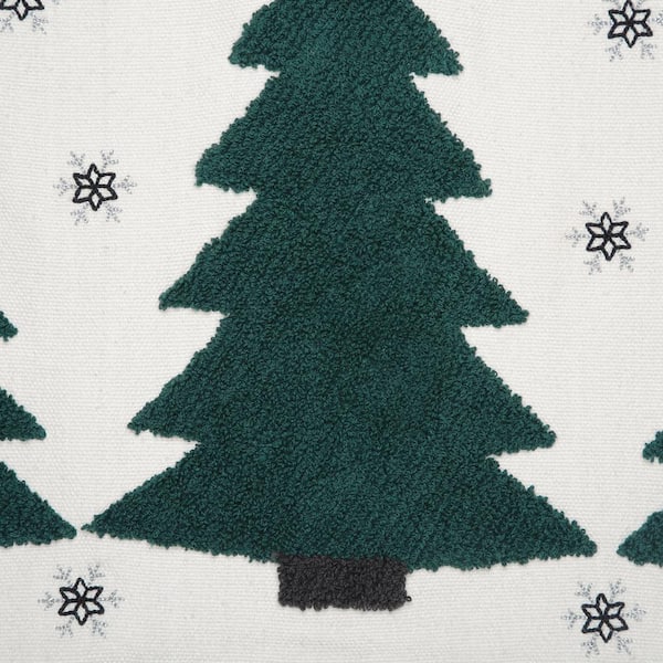 Embroidered Christmas Trees & Plaid Pillow