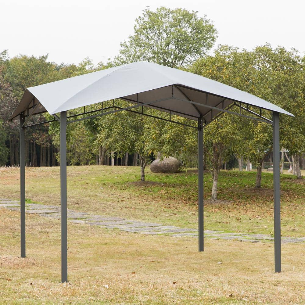 10' x 10' Grey Steel Frame Outdoor Patio Gazebo Canopy