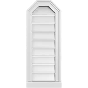 12" x 30" Octagonal Top Surface Mount PVC Gable Vent: Functional with Brickmould Sill Frame