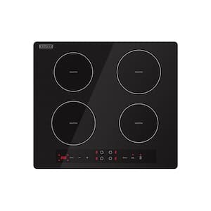 Built-In 24 in. Electric Stove Induction Cooktop Touch Control with 4 Elements in Black