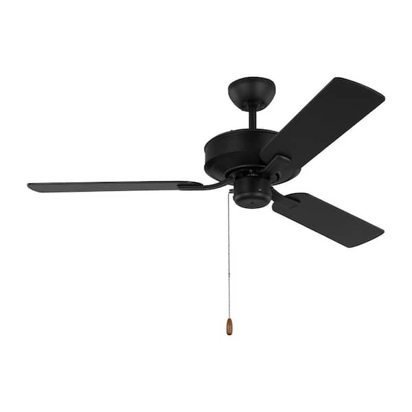Generation Lighting Linden 48 in. Transitional Indoor Midnight Black Ceiling Fan with Black Blades and Pull Chain