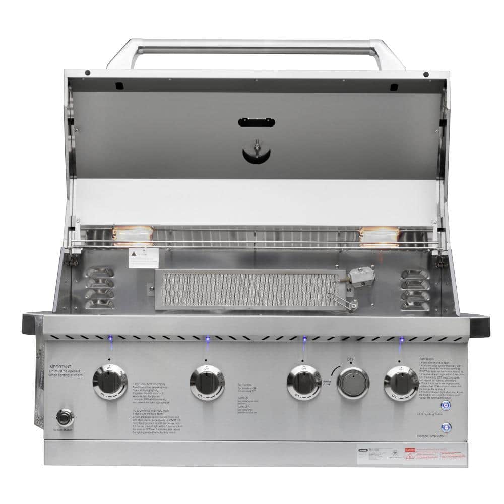 31" Stainless Steel Built-In Natural Gas Grill with Infrared Rotisserie and Side Burner
