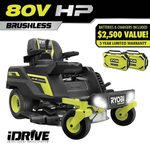 RYOBI 80V HP Brushless 30 in. Battery Electric Cordless Zero Turn Riding Mower with (2) 80V 10 Ah Batteries and Charger