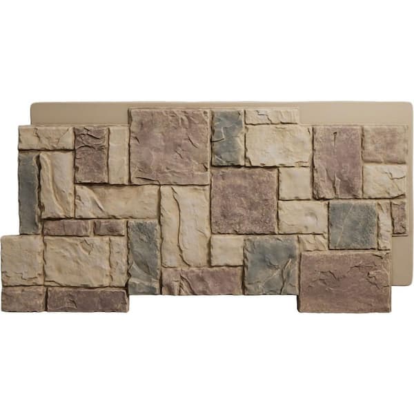 EverStone Castle Rock Faux Stone Panel, 49"W x 24 1/2"H x 1 1/4"D, Adobe Color