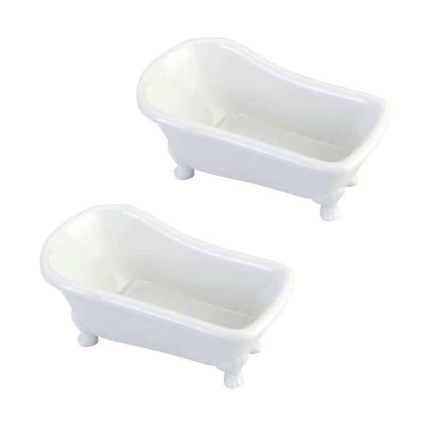 Kingston Brass Miniature Bathtub Countertop Soap Dish in White (2-pieces)