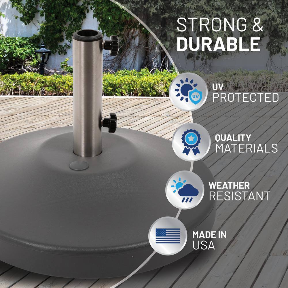 Gray Metal Wheeled Fillable Free Standing Umbrella Base
