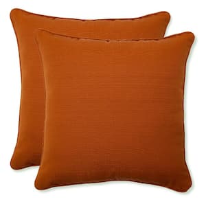 Solid Orange Square Outdoor Square Throw Pillow 2-Pack