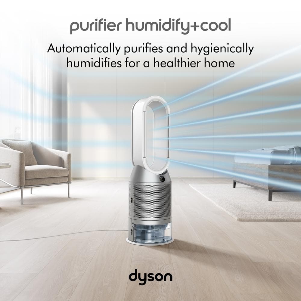 White and Silver Smart Air Purifier with HEPA Filter