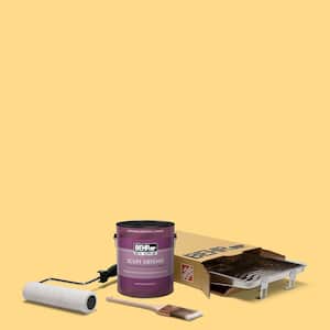 1 gal. #P280-4 Surfboard Yellow Extra Durable Eggshell Enamel Int. Paint & 5-Piece Wooster Set All-in-One Project Kit