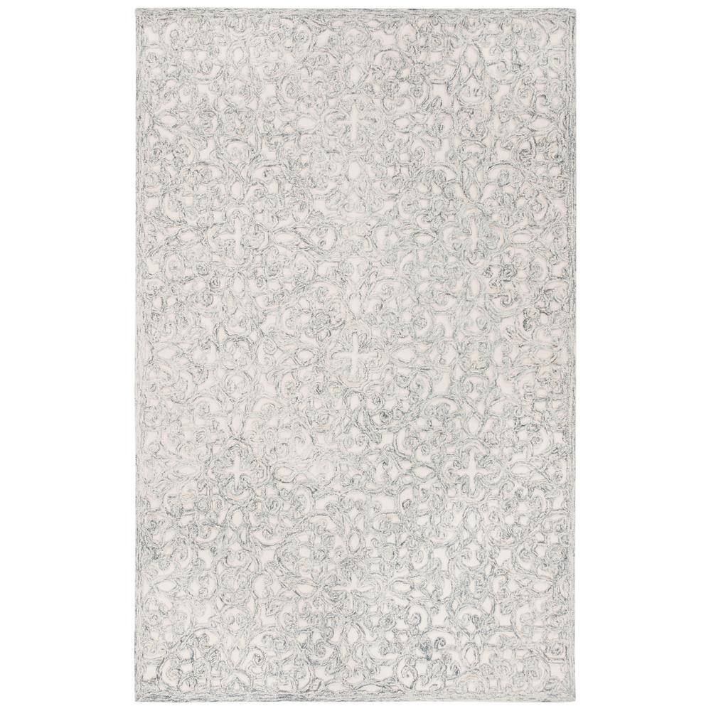 Charcoal & Ivory Hand-Tufted Wool Rug - 5' x 8'