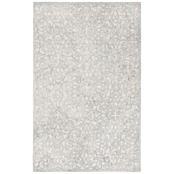 SAFAVIEH Trace Charcoal/Ivory 6 ft. x 9 ft. Distressed Floral Area Rug