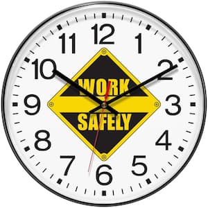 Prosaic Black Analog Work Safely 12 in Wall Clock