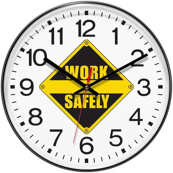 Prosaic Black Analog Work Safely 12 in Wall Clock