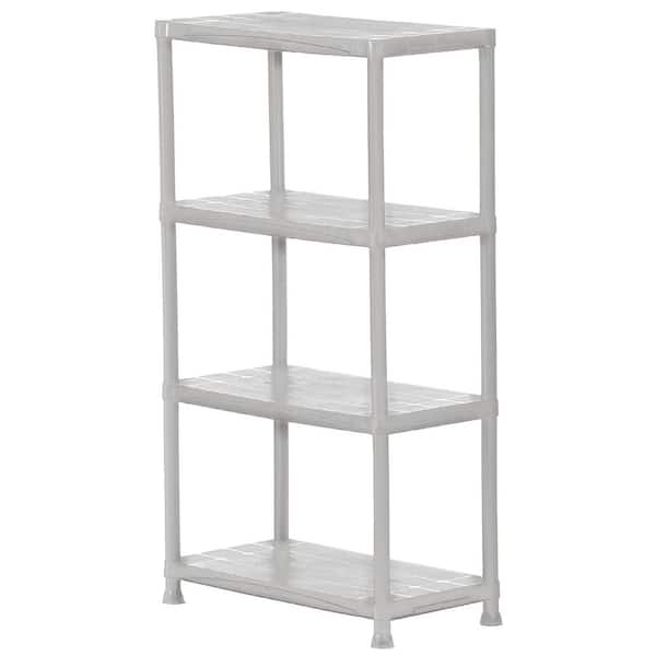 4-Tier Easy Assembly Multi-purpose Plastic Garage Storage Shelving Unit in Gray (28 in. W x 52 in. H x 15 in. D)