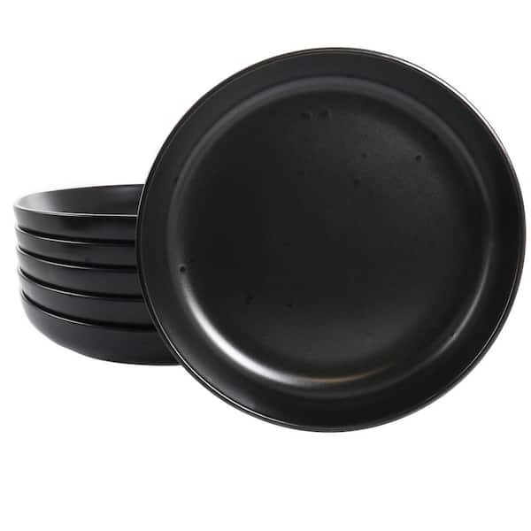 STUDIO 3B Mio 24 fl. oz. 9.5in. Coal Black Round Stoneware Dinner Bowl (Set of 6)