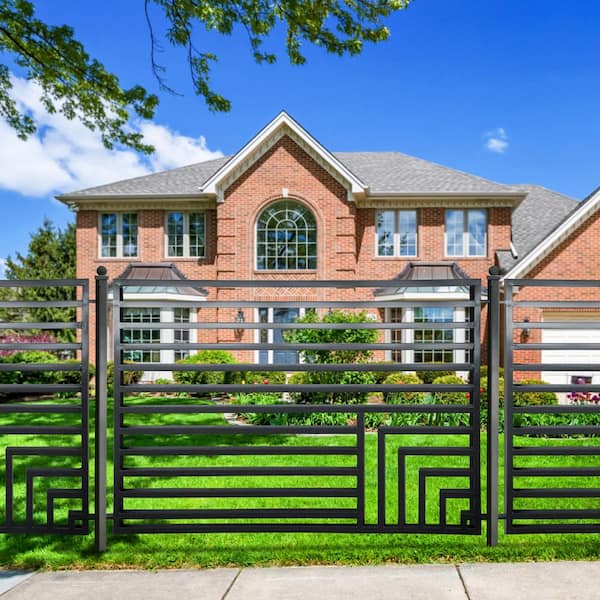 ALEKO 16 ft. x 5 ft. Florence Style Security Fence Panels Steel Fence Kit 2-Panel Gate Fence