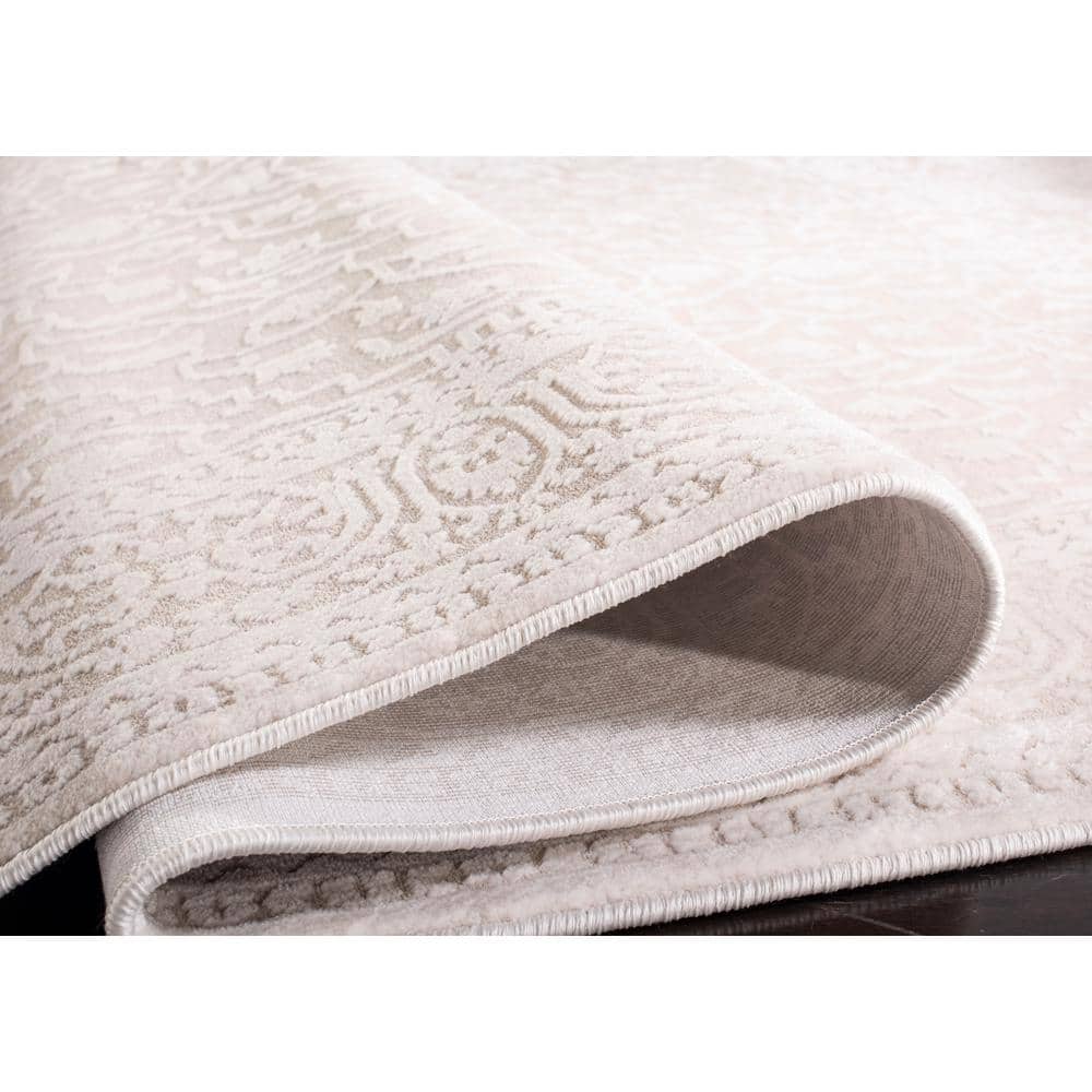 Handmade Beige Synthetic 9' x 12' Rectangular Area Rug