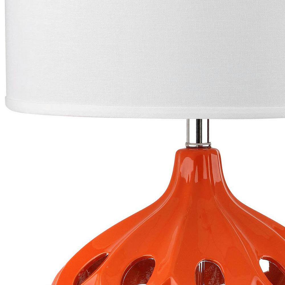 Regina 29" Orange Ceramic Table Lamp with White Shade